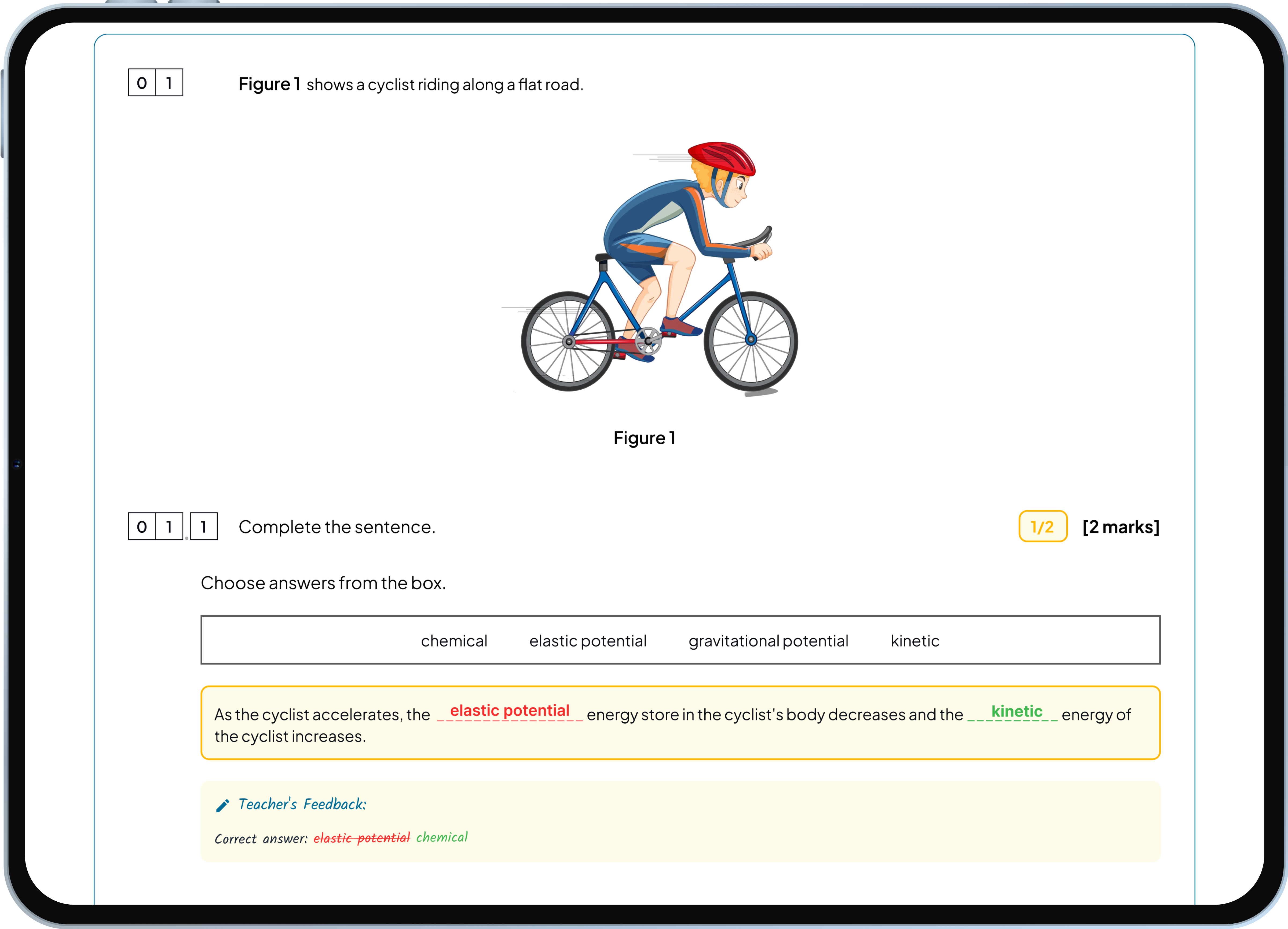 Interactive exam-style cycling practice preview